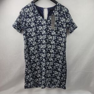 NWT spring floral oversized navy shift dress